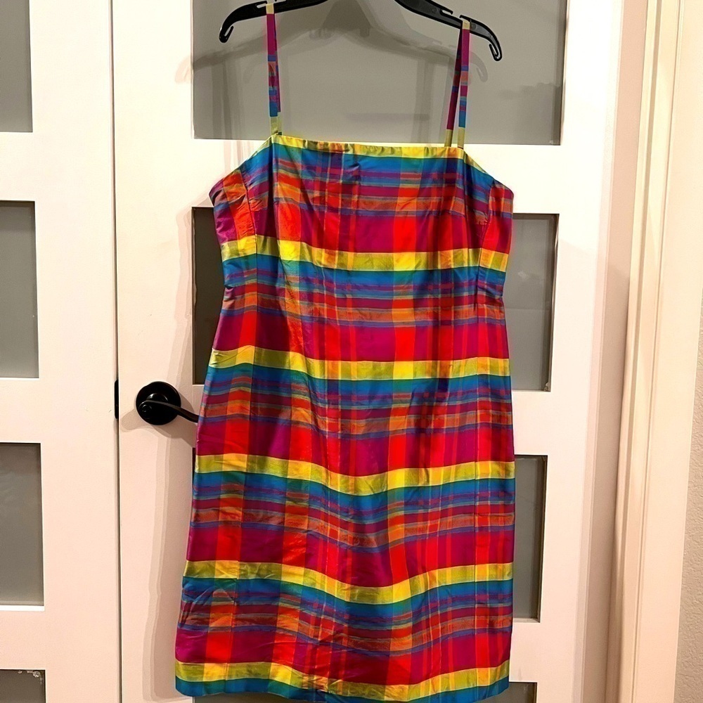 𝅺lauren RALPH LAUREN stripped silk shift dress. Size 8
